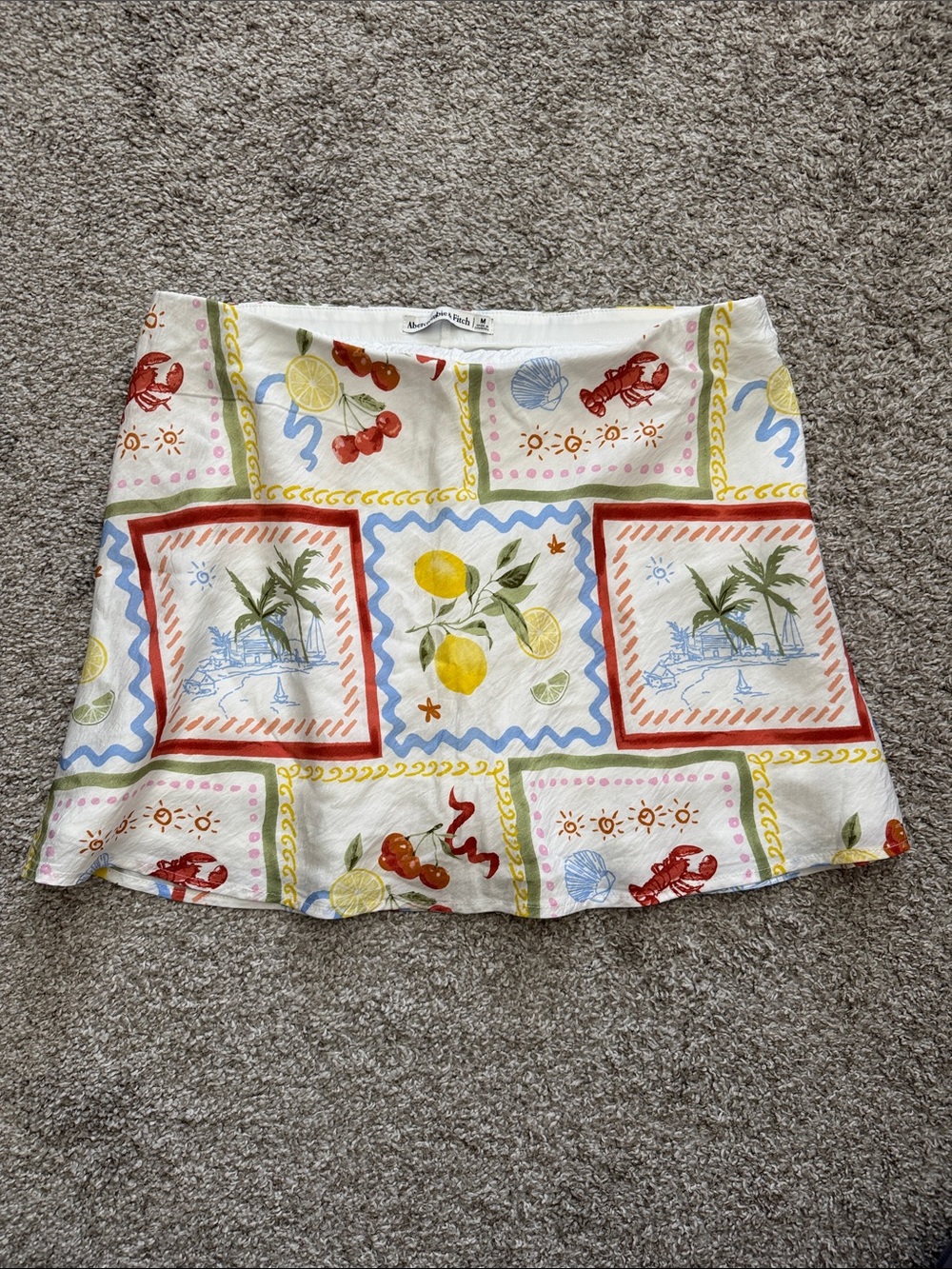 Abercrombie & Fitch White Skort with Colorful Summer Print Accents